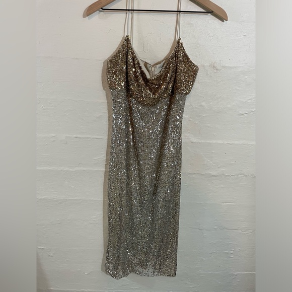 Sachin & Babi x Anthropologie Colorblocked Sequined Midi Dress 8 Petite - Picture 3 of 8